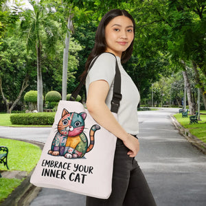 Adjustable Cat Lover Tote - Canvas Feline Print - Dipaliz - Bags