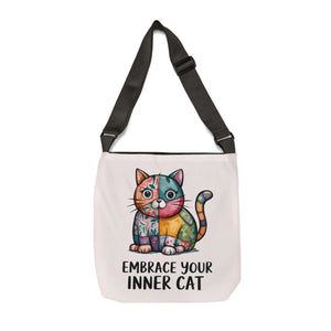 Adjustable Cat Lover Tote - Canvas Feline Print - Dipaliz - Bags