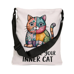 Adjustable Cat Lover Tote - Canvas Feline Print - Dipaliz - Bags
