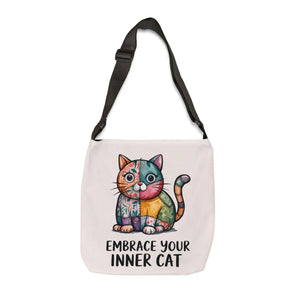 Adjustable Cat Lover Tote - Canvas Feline Print - Dipaliz - Bags