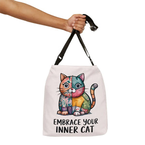 Adjustable Cat Lover Tote - Canvas Feline Print - Dipaliz - Bags