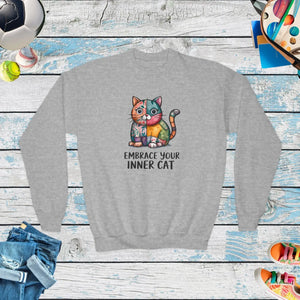 Cozy Cat Lovers Youth Crewneck Gildan 18000b Sweatshirt - Dipaliz - Sweatshirts