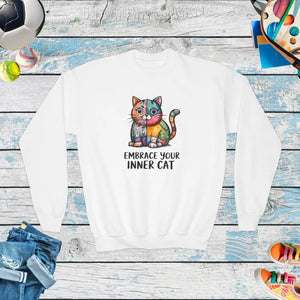 Cozy Cat Lovers Youth Crewneck Gildan 18000b Sweatshirt - Dipaliz - Sweatshirts