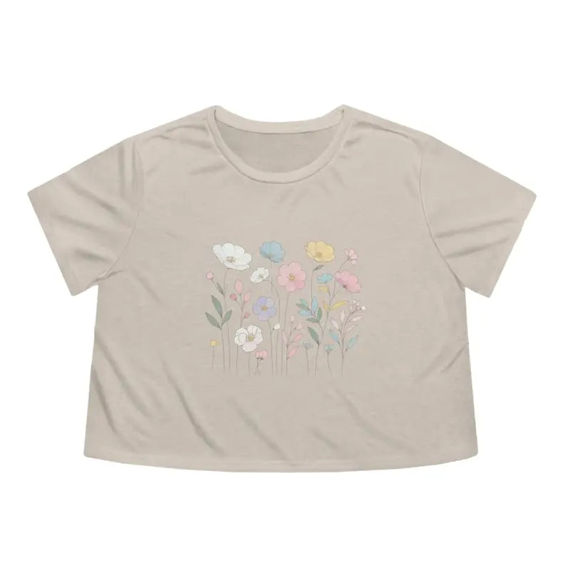 Blossom in Style: Rock the Wild Spring Flowy Cropped Tee - T-shirt