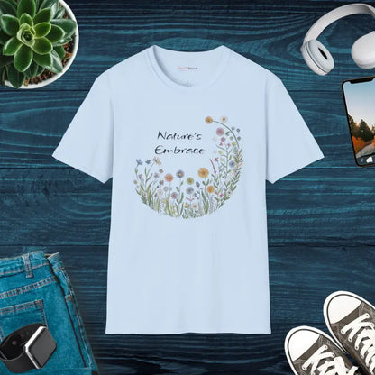 Explore Nature: Unisex Softstyle Wildflower Tee - Light Blue / s T-shirt