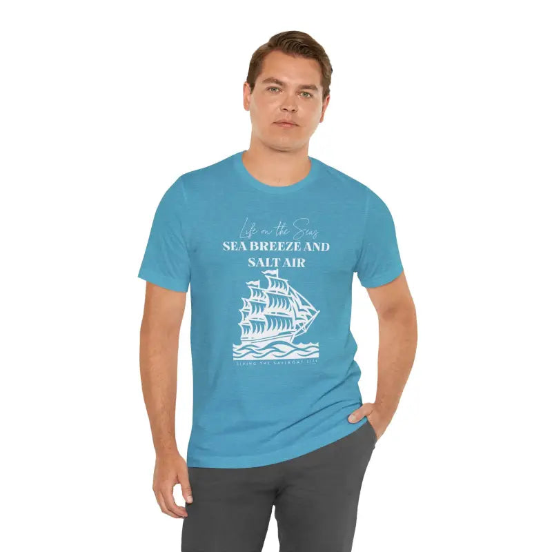 Ride the Sea Breeze: Sailboat Life Tee for Ocean Lovers - Heather Aqua / s T-shirt