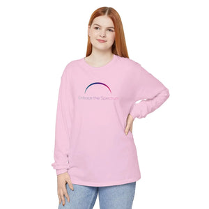 Embrace the Spectrum Long Sleeve Tee, Subtle Rainbow Arc Awareness Shirt - T-shirts