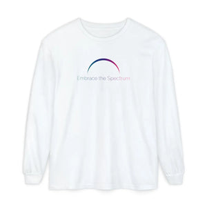 Embrace the Spectrum Long Sleeve Tee, Subtle Rainbow Arc Awareness Shirt - T-shirts