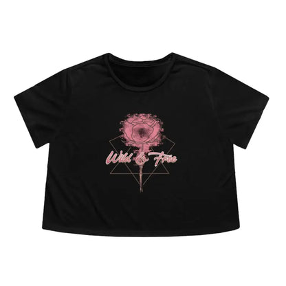 Unleash your Wild Side with Dipaliz Rose Flowy Cropped Tee - Black / s T-shirt