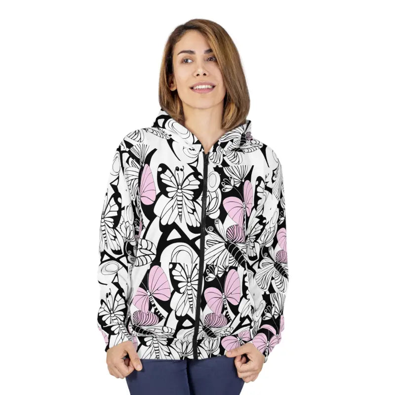 Cozy Unisex Zip Hoodie with Butterfly Charm - All Over Prints