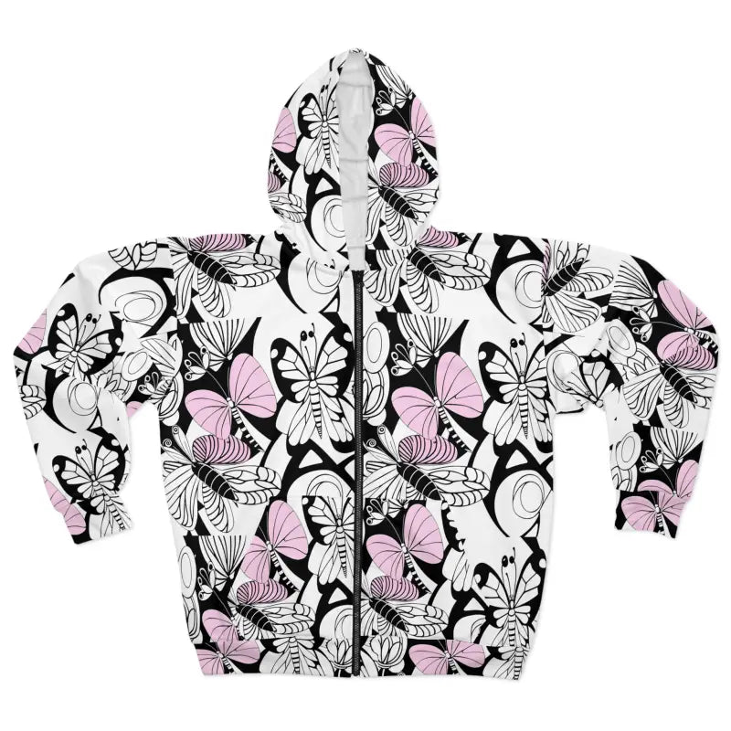 Cozy Unisex Zip Hoodie with Butterfly Charm - Xs All Over Prints