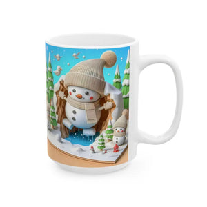 Snowman Ceramic Mug 15oz Cozy Winter Sips - Dipaliz - Mugs