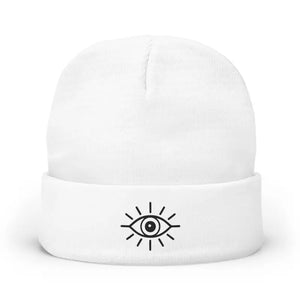 Eye Knit Beanie - Minimal Mystic Winter Embroidered Hat - Dipaliz - Beanies