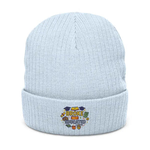 Ribbed Knit Beanie - Broke but Educated Embroidered - Dipaliz - one Size / Light Blue - Beanies