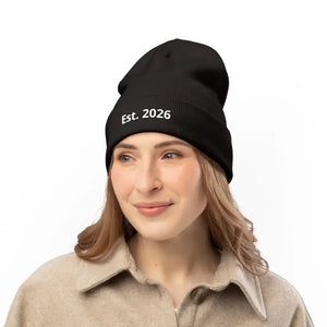Hats - Knit Beanie Embroidered Est 2026 Soft Cotton-acrylic Blend - Dipaliz