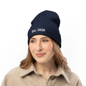 Hats - Knit Beanie Embroidered Est 2026 Soft Cotton-acrylic Blend - Dipaliz