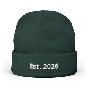Hats - Knit Beanie Embroidered Est 2026 Soft Cotton-acrylic Blend - Dipaliz one Size / Dark Green