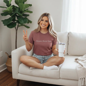 Embroidered Forever Starts Here Graphic Tee – Heavyweight Cotton - Dipaliz - T-shirts - s