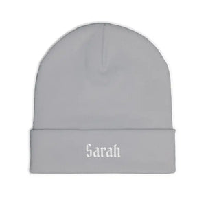 Gothic Script Knit Hat - Embroidered Name Beanie - Dipaliz - Beanies