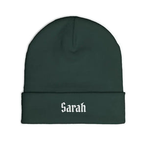 Gothic Script Knit Hat - Embroidered Name Beanie - Dipaliz - Beanies
