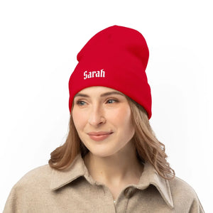 Custom Gothic Script Knit Hat - Personalized Beanie - Dipaliz - Beanies