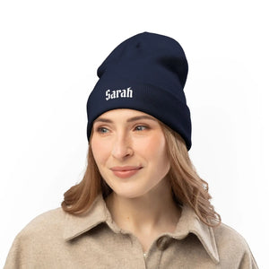 Custom Gothic Script Knit Hat - Personalized Beanie - Dipaliz - Beanies