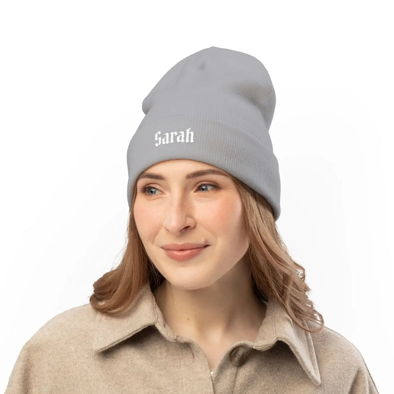 DipaliZ Custom Gothic Script Knit Hat Cotton Beanie