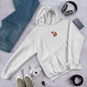 Cozy Embroidered Red Fox Hoodie - Velvet Fleece - Dipaliz - Hoodies