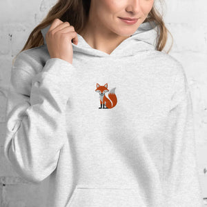 Cozy Embroidered Red Fox Hoodie - Velvet Fleece - Dipaliz - Hoodies