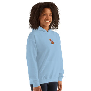 Cozy Embroidered Red Fox Hoodie - Velvet Fleece - Dipaliz - Hoodies