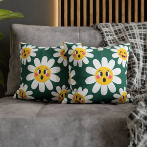 DipaliZ emotive daisy pillow cover with expressive flower faces