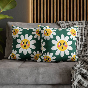 Emotive Daisy Throw Pillowcase, Cute Emoji Flower Decorative Pillow Cover - Pillowcases