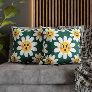 Emotive Daisy Throw Pillowcase, Cute Emoji Flower Decorative Pillow Cover - Pillowcases