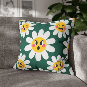 Emotive Daisy Throw Pillowcase, Cute Emoji Flower Decorative Pillow Cover - Pillowcases