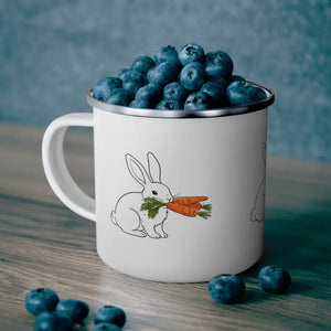 Enamel Camping Mug - Woodland Bunny Design - Dipaliz - 12oz