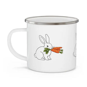 Enamel Camping Mug - Woodland Bunny Design - Dipaliz - 12oz
