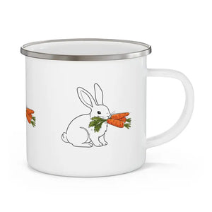 Enamel Camping Mug - Woodland Bunny Design - Dipaliz - 12oz