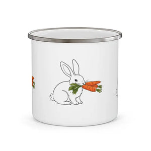 Enamel Camping Mug - Woodland Bunny Design - Dipaliz - 12oz