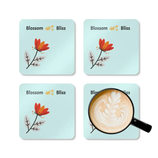 Blossom Bliss Corkwood Coaster Set: Enhance your Decor! - Cork / 3.75’’ × / Square Home Decor