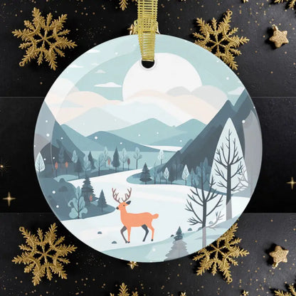 Winter Glass Ornaments: Reindeer Magic with Beveled Edges - 50 Pcs / Round / one Size Home Decor