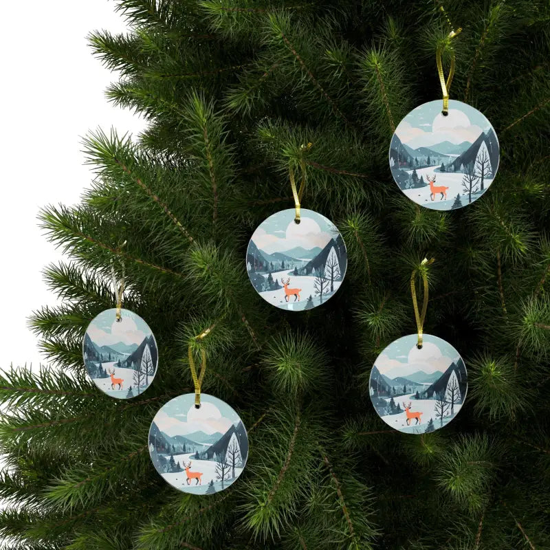 Winter Glass Ornaments: Reindeer Magic with Beveled Edges - Home Decor