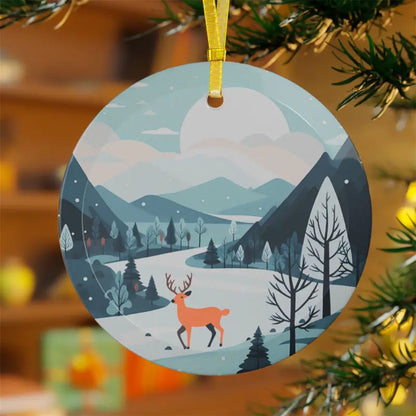 Winter Glass Ornaments: Reindeer Magic with Beveled Edges - Home Decor