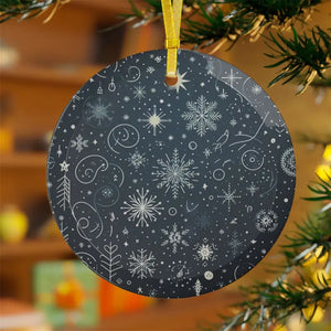 Dazzling Glass Ornaments with Beveled Edges and Gold Ribbon - Dipaliz - 1 Pc / Round / one Size - Holiday