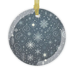 Dazzling Glass Ornaments with Beveled Edges and Gold Ribbon - Dipaliz - 10 Pcs / Round / one Size - Holiday