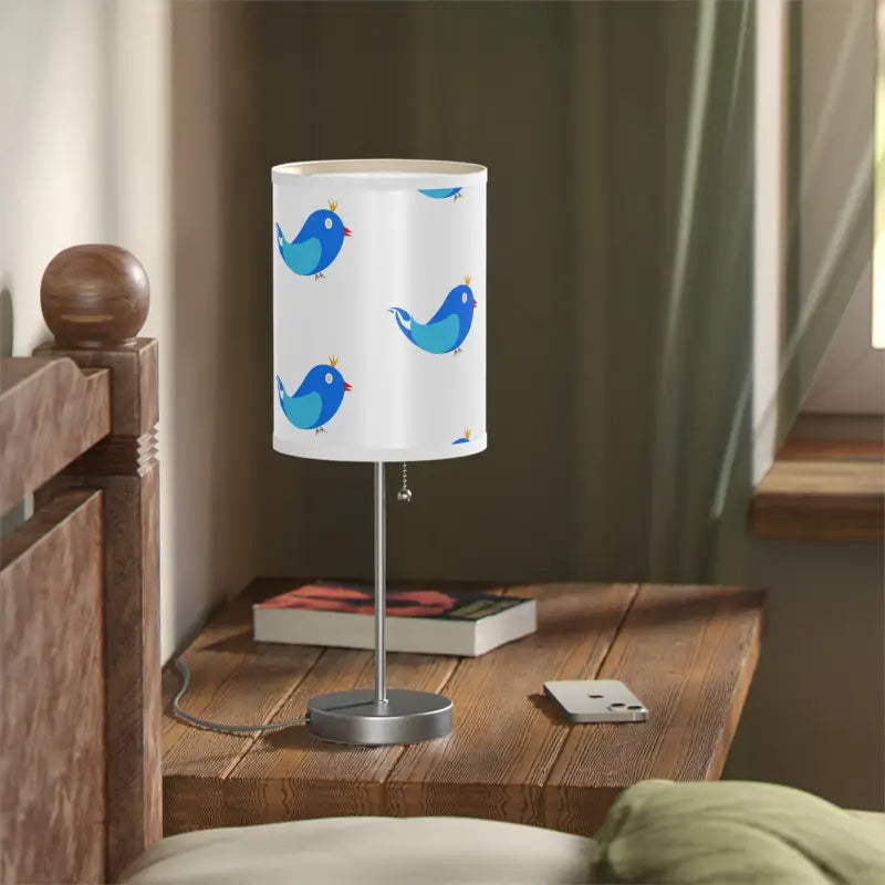 Enchanting Blue Birds Steel Lamp - Trendy & Charming Decor - White / Silver / one Size Home