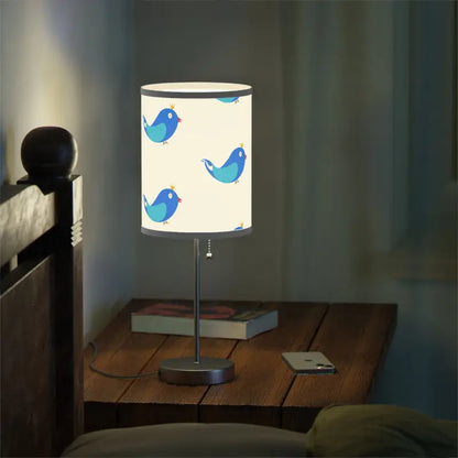 Enchanting Blue Birds Steel Lamp - Trendy & Charming Decor - White / Silver / one Size Home