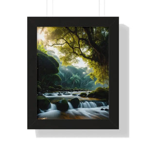 Framed Vertical Poster Cascade Waterfall Nature Art - Dipaliz - 11’’ x 14’’ / Black - Posters Prints & Visual Artwork