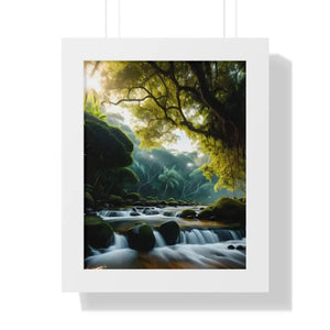 Framed Vertical Poster Cascade Waterfall Nature Art - Dipaliz - 11’’ x 14’’ / White - Posters Prints & Visual Artwork