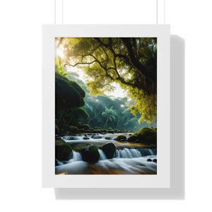 Framed Vertical Poster Cascade Waterfall Nature Art - Dipaliz - 12″ x 16″ / White - Posters Prints & Visual Artwork