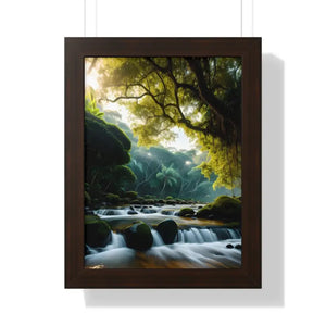 Framed Vertical Poster Cascade Waterfall Nature Art - Dipaliz - 12″ x 16″ / Walnut - Posters Prints & Visual Artwork